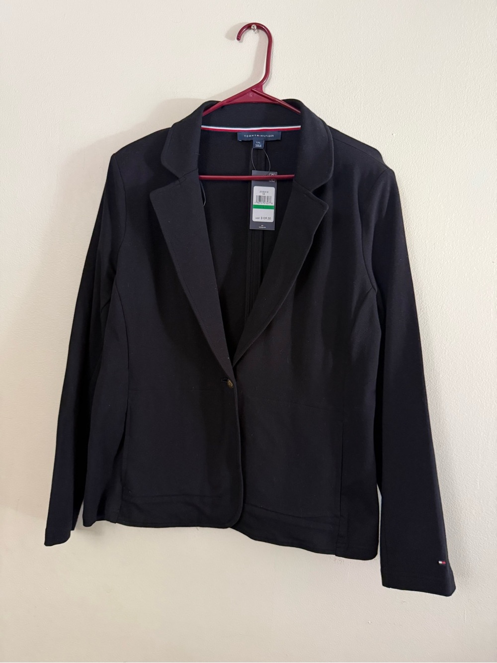 Tommy Hilfiger Black Single-Button Tailored Blazer Jacket